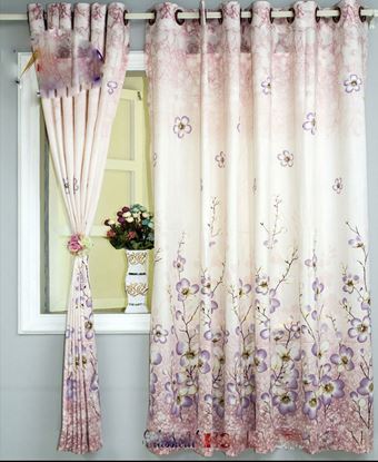 Picture of Hometex Curtain Purple leaf 4kuchi [ Size (about): 44 by 85 inch with 4kuchi & 8 eyelets(48inch x 84inch)or 4 feet x 7 feet]