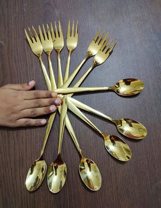 Picture of Spoon Tea Golden and Frock - 6pis